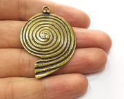 2 Bronze Ammonite Charms Antique Bronze Plated Charms (48x34mm)  G18542