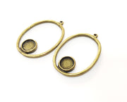 2 Bronze Charms with Bezel Antique Bronze Plated Charms (44x31mm) G18545