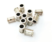 10 Silver Tube Beads Antique Silver Plated Beads (13x8mm)  G19156