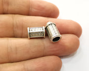 10 Silver Tube Beads Antique Silver Plated Beads (13x8mm)  G19156