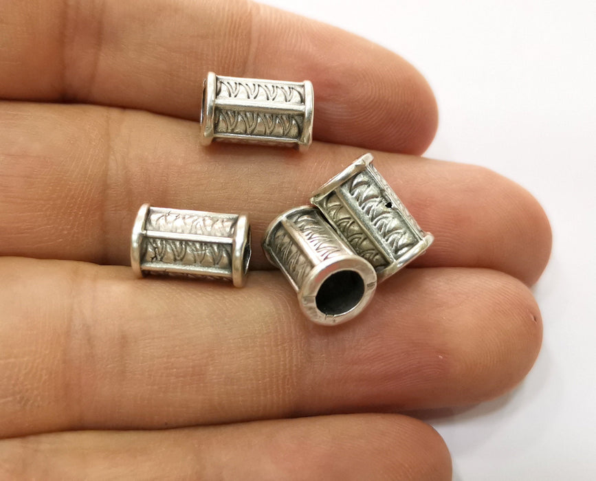 10 Silver Tube Beads Antique Silver Plated Beads (13x8mm)  G19156
