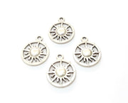 10 Silver Sun Charms Antique Silver Plated Charms (20x16mm)  G19161
