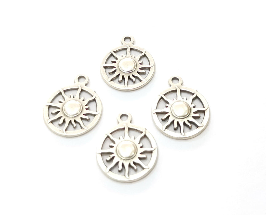 10 Silver Sun Charms Antique Silver Plated Charms (20x16mm)  G19161
