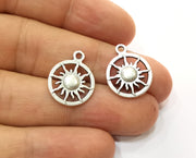 10 Silver Sun Charms Antique Silver Plated Charms (20x16mm)  G19161
