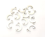 20 Silver Crescent Star Charms Antique Silver Plated Charms (17x11mm)  G19162