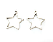 4 Star Bezel Charms Antique Silver Plated Charms (33x31mm) G19163