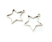 4 Star Bezel Charms Antique Silver Plated Charms (33x31mm) G19163