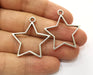 4 Star Bezel Charms Antique Silver Plated Charms (33x31mm) G19163