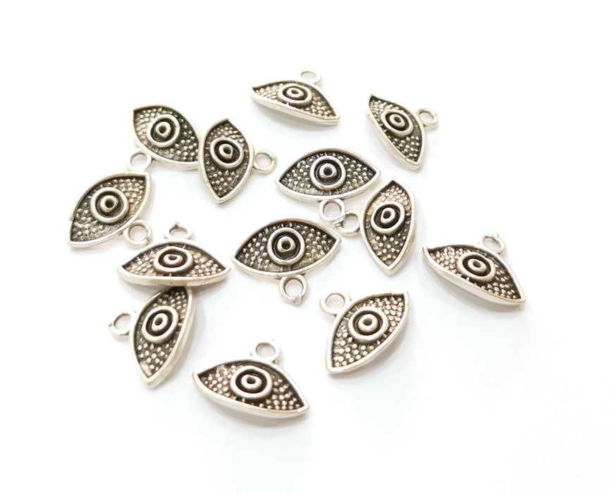 10 Silver Eye Charms Antique Silver Plated Charms (11x15mm) G19164