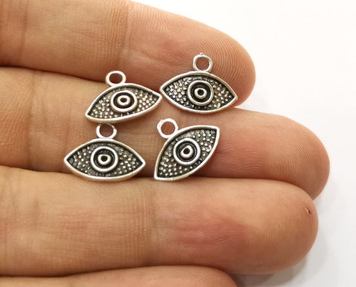 10 Silver Eye Charms Antique Silver Plated Charms (11x15mm) G19164