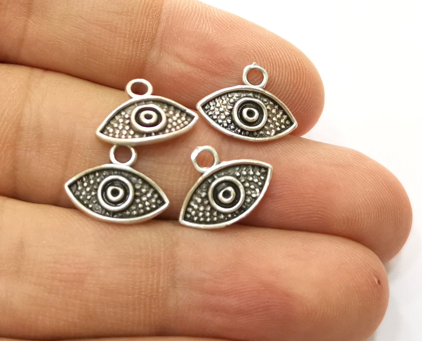 10 Silver Eye Charms Antique Silver Plated Charms (11x15mm) G19164