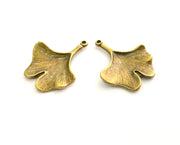 2 Ginko Leaf Charms Antique Bronze Plated Charms (33x27mm)  G18560