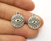 10 Silver Eye Charms Antique Silver Plated Charms (18x15mm) G19170