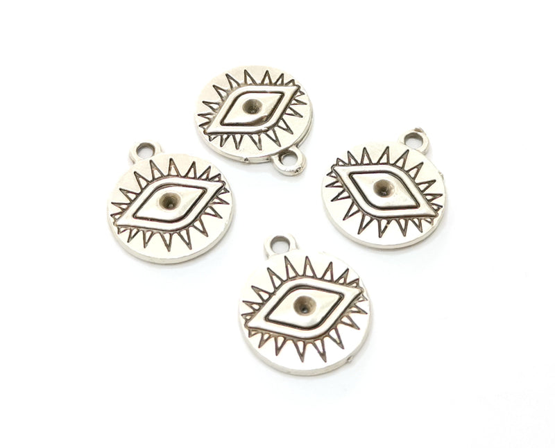 10 Silver Eye Charms Antique Silver Plated Charms (18x15mm) G19170