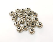 10 Silver Rondelle Beads Antique Silver Plated Beads (10mm)  G19171