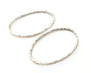 2 Hammered Oval Findings Antique Silver Plated Findings (59x39mm)  G19175