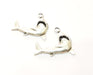 2 Shark Charm Antique Silver Plated Charms (29x35mm)  G19178