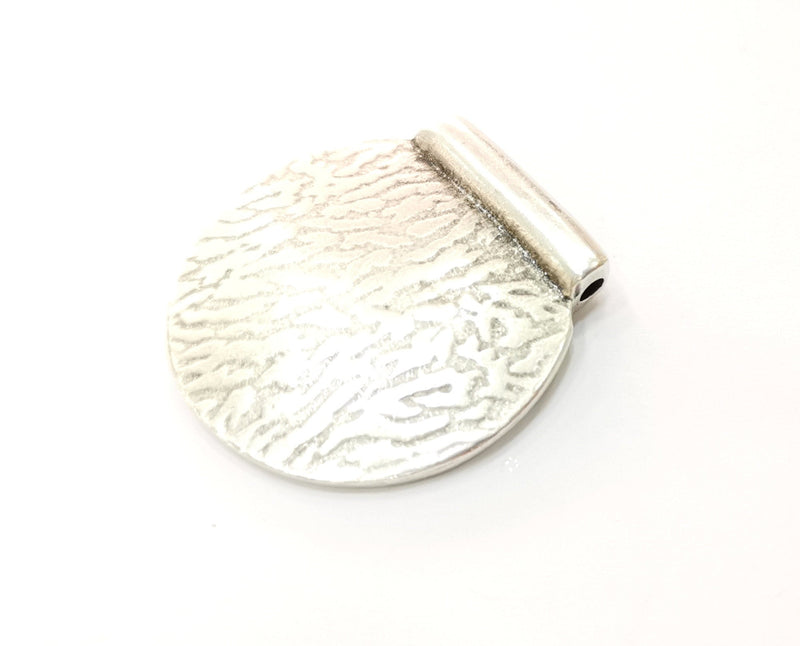 Silver Curved Pendant Antique Silver Plated Pendant (38x36mm)  G19179