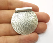 Silver Curved Pendant Antique Silver Plated Pendant (38x36mm)  G19179