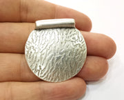 Silver Curved Pendant Antique Silver Plated Pendant (38x36mm)  G19179