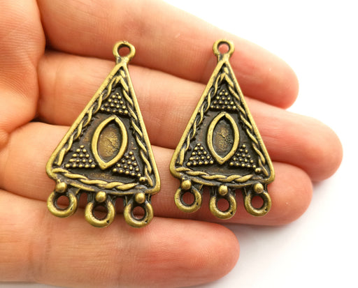 2 Antique Bronze Triangle Charms Connector Antique Bronze Plated Charms (47x26mm)  G18568