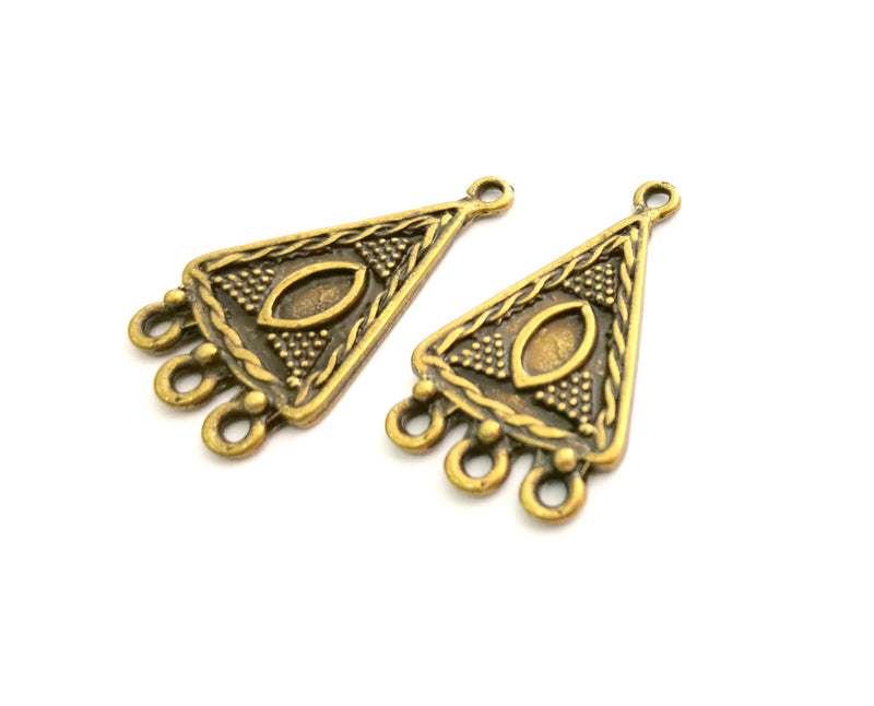 2 Antique Bronze Triangle Charms Connector Antique Bronze Plated Charms (47x26mm)  G18568