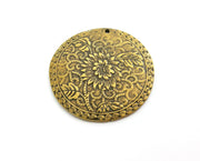 Antique Bronze Curved Flower Charms Antique Bronze Plated Charms (42mm) G18571