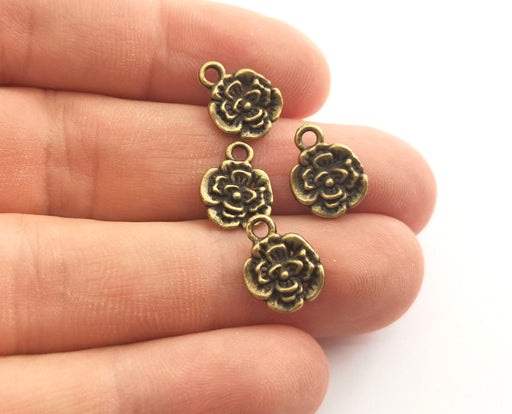 10 Flower Charms Antique Bronze Plated Charms (13x10mm)  G18575