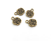 10 Flower Charms Antique Bronze Plated Charms (13x10mm)  G18575