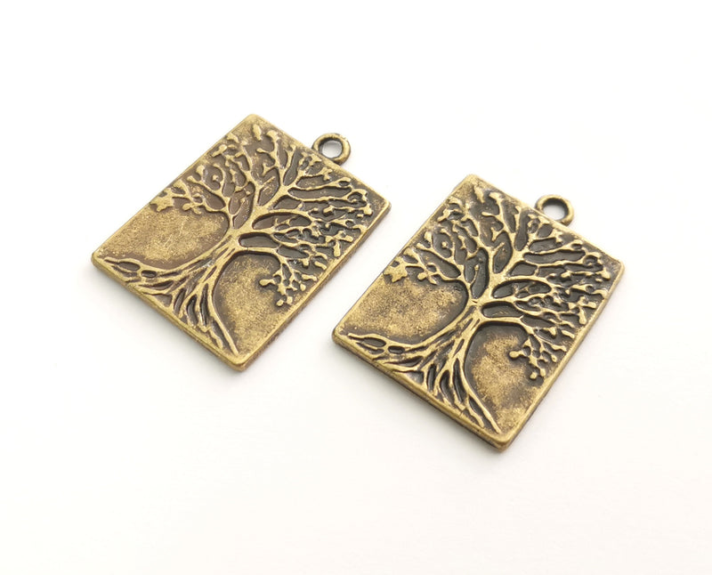 2 Antique Bronze Tree Charms Antique Bronze Plated Charms (31x22mm)  G18578