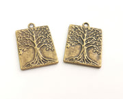 2 Antique Bronze Tree Charms Antique Bronze Plated Charms (31x22mm)  G18578