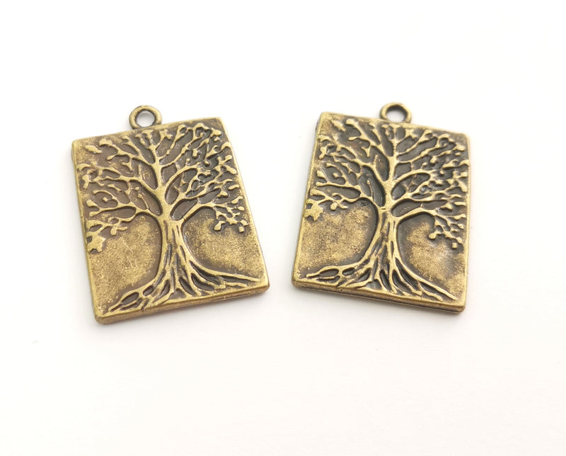 2 Antique Bronze Tree Charms Antique Bronze Plated Charms (31x22mm)  G18578