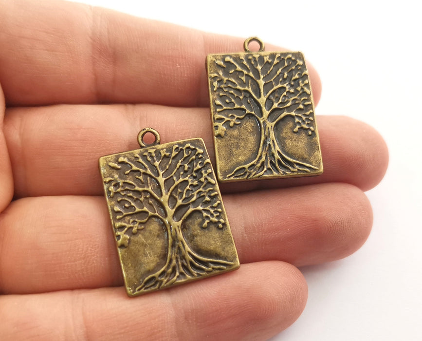 2 Antique Bronze Tree Charms Antique Bronze Plated Charms (31x22mm)  G18578
