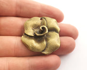 2 Rose Charms Antique Bronze Plated Charms (38x35mm)  G18582