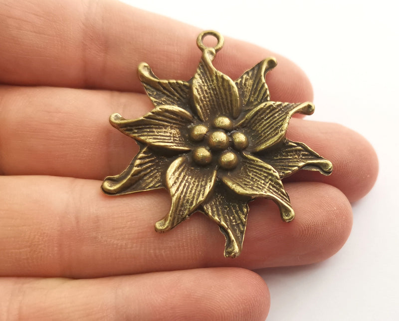 2 Lily Charms Antique Bronze Plated Charms (49x44mm)  G18583