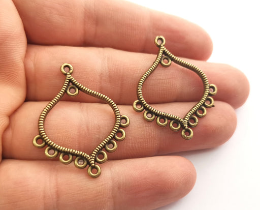 4 Antique Bronze Charms Connector Antique Bronze Plated Charms (36x30mm)  G18584