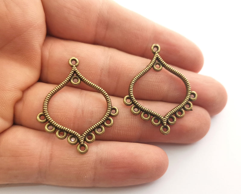 4 Antique Bronze Charms Connector Antique Bronze Plated Charms (36x30mm)  G18584