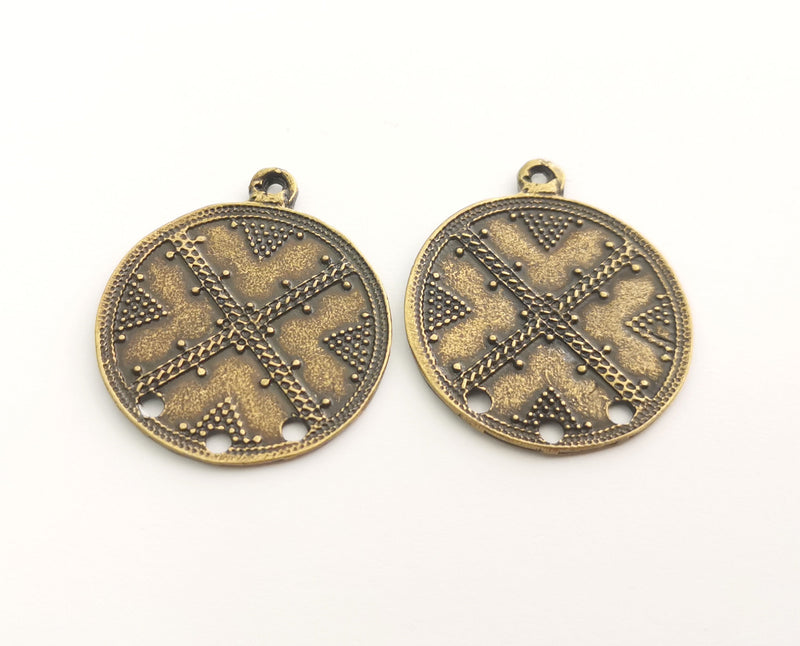 2 Antique Bronze Charms Connector Antique Bronze Plated Charms (36x30mm) G18588