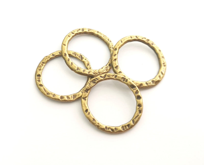 10 Hammered Circle Findings Antique Bronze Plated Circle (20 mm)  G18590