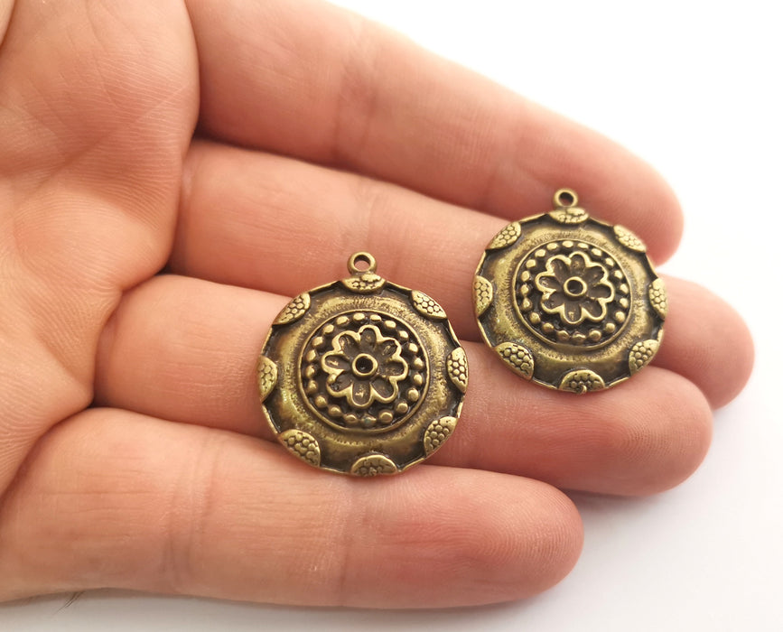 2 Antique Bronze Charms Antique Bronze Plated Charms (25mm)  G18591