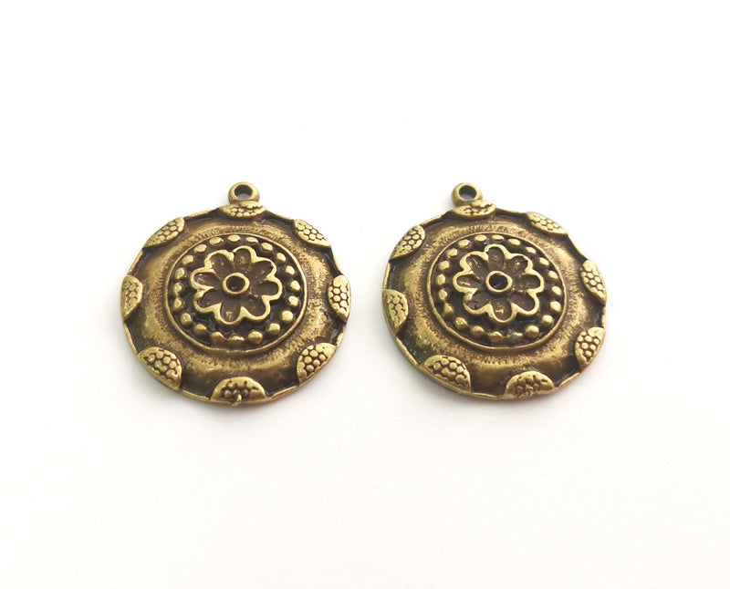 2 Antique Bronze Charms Antique Bronze Plated Charms (25mm)  G18591