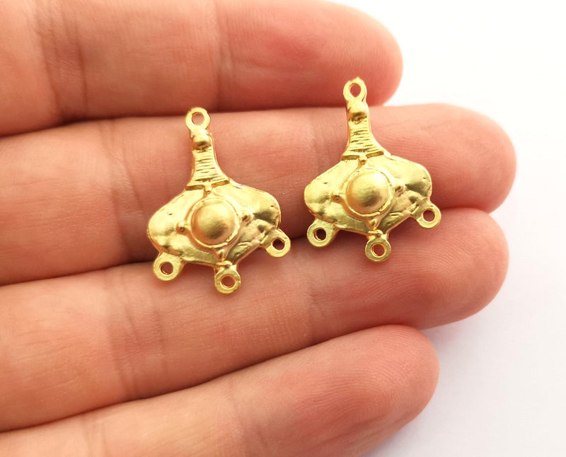 4 Gold Charm Connector Gold Plated Charm (25x18mm) G18592