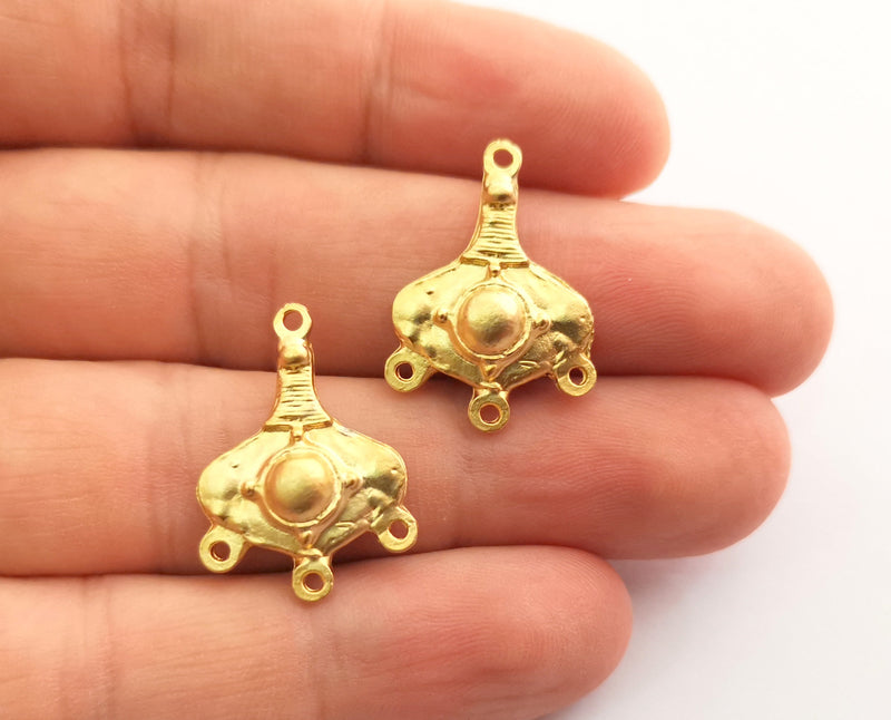 4 Gold Charm Connector Gold Plated Charm (25x18mm) G18592