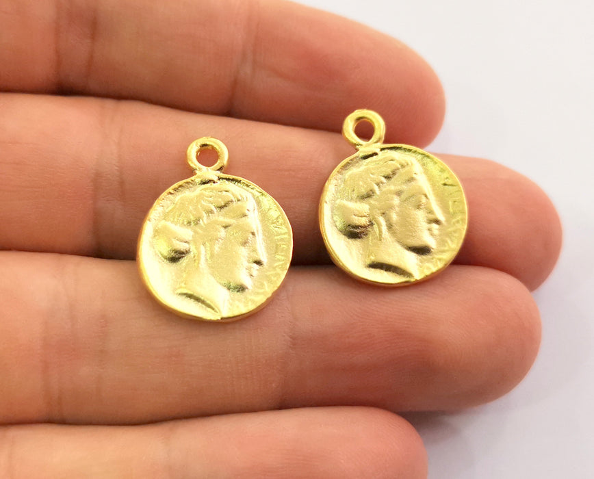 5 Coin Charms Gold Charms Gold Plated Charms  (22x17 mm)  G18593