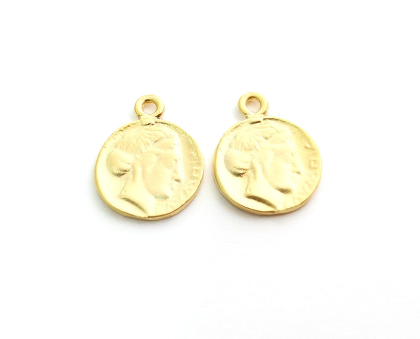 5 Coin Charms Gold Charms Gold Plated Charms  (22x17 mm)  G18593