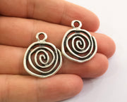 4 Spiral Charms Antique Silver Plated Charms (28x23mm)  G18597