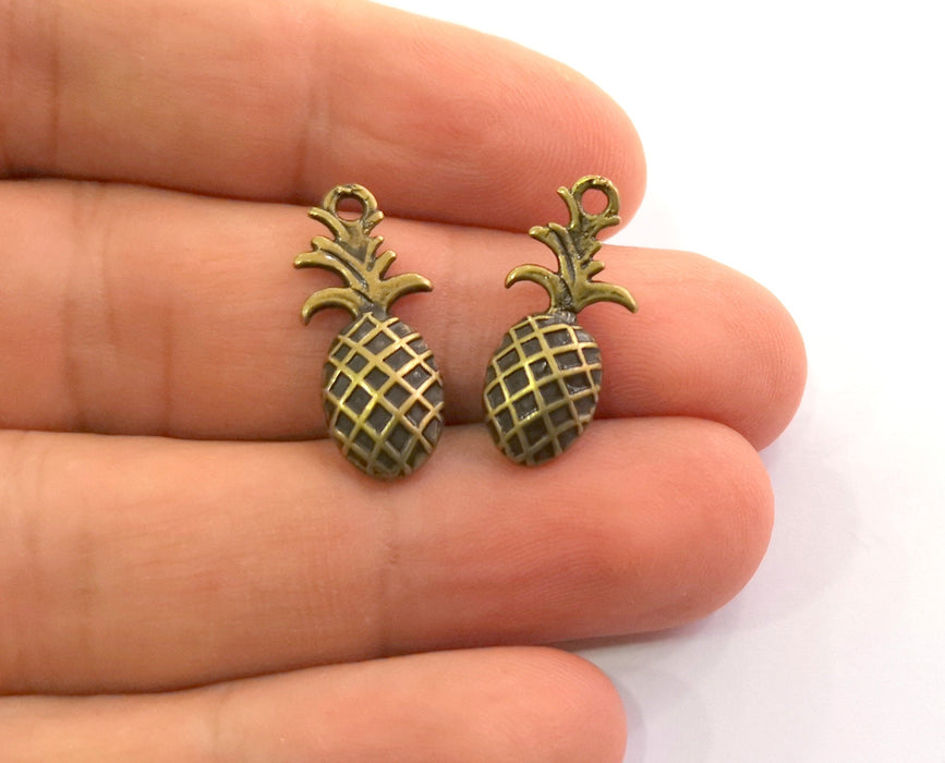 6 Pineapple Charms Antique Bronze Plated Charms (22x9mm) G18603