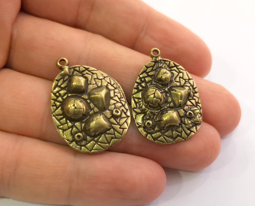2 Antique Bronze Charms Antique Bronze Plated Charms (30x22mm)  G18606