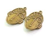 2 Antique Bronze Curved Charms Antique Bronze Plated Charms (39x27mm)  G18609