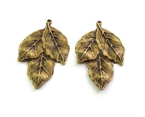 2 Leaf Charms Antique Bronze Plated Charms (51x32mm) G18611